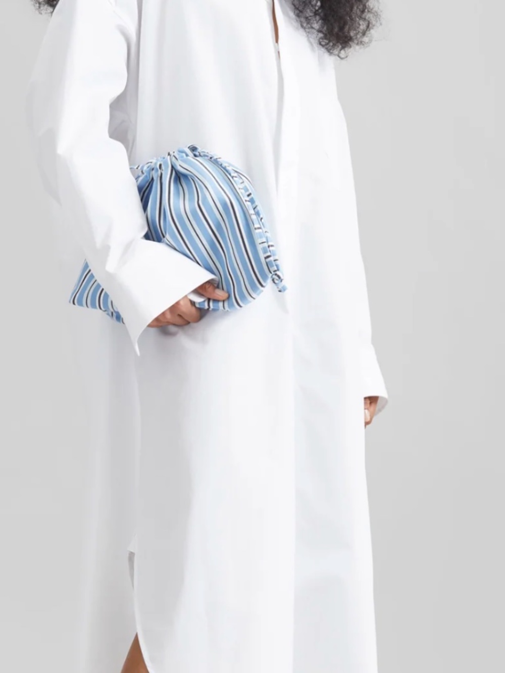 Frankie Shop Women's XS Oversized White Button Front Shirt Dress Organic Cotton